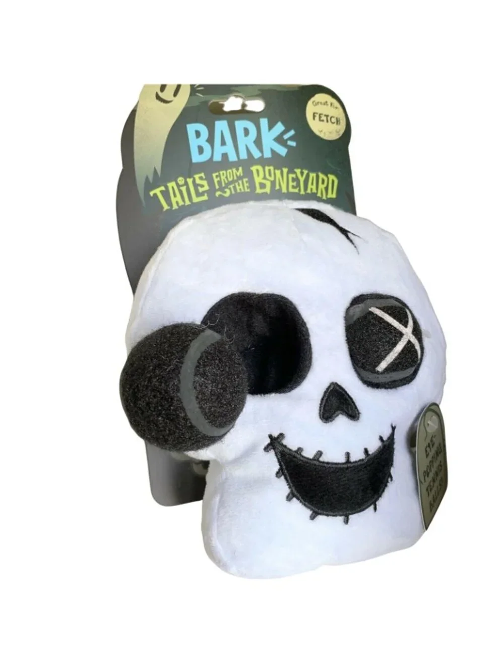 Bark Box Halloween Dog Chew Toy Fetch Eye Pop Skeleton Tails Boneyard Balls 3 Pc